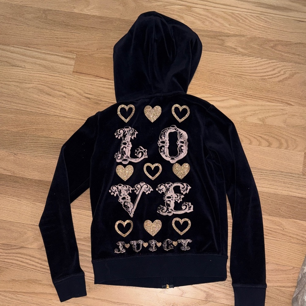 AUTHENTIC Y2K JUICY COUTURE NAVY Tracksuit top with Gold Accents